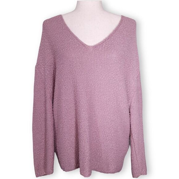 Urban Outfitters Oversized Sweater Size Small Wide V-Neck Cotton Blend Mauve - Picture 1 of 8